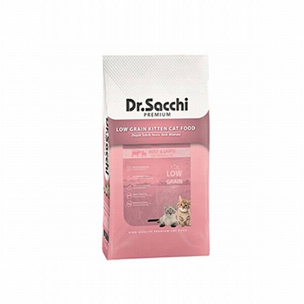 Dr.Sacchi Premium Sığır Etli ve Kuzu Etli Düşük Tahıllı Yavru Kedi Maması 10 Kg