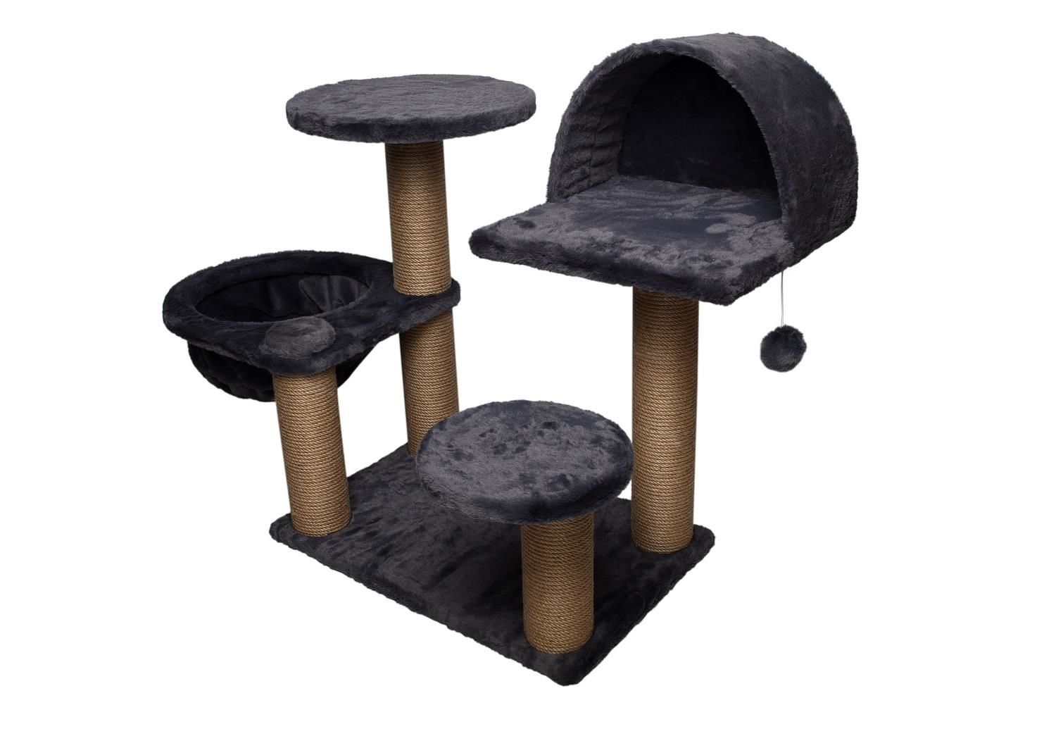 Dubex 65x108x75 cm Kedi Oyun Evi ve Tırmalama Platformu Gri