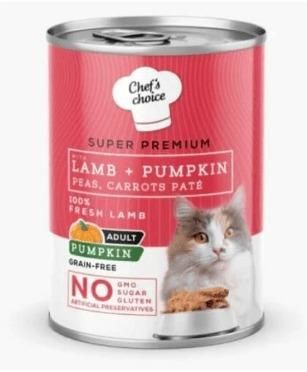 Chefs Choice Kuzu Etli ve Bal Kabaklı Tahılsız Ezme Yetişkin Kedi Konservesi 400 Gr