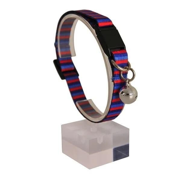 PetTagArt Güvenlik Kilitli Ayarlanabilir Çizgili Desenli Yumuşak Doku Kedi Boyun Tasması 22-30 cm