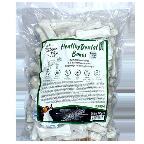 Eco Natura Pet Healty Dental Bones Beyaz Pres Kemik 8Cm 100Lü 2000Gr