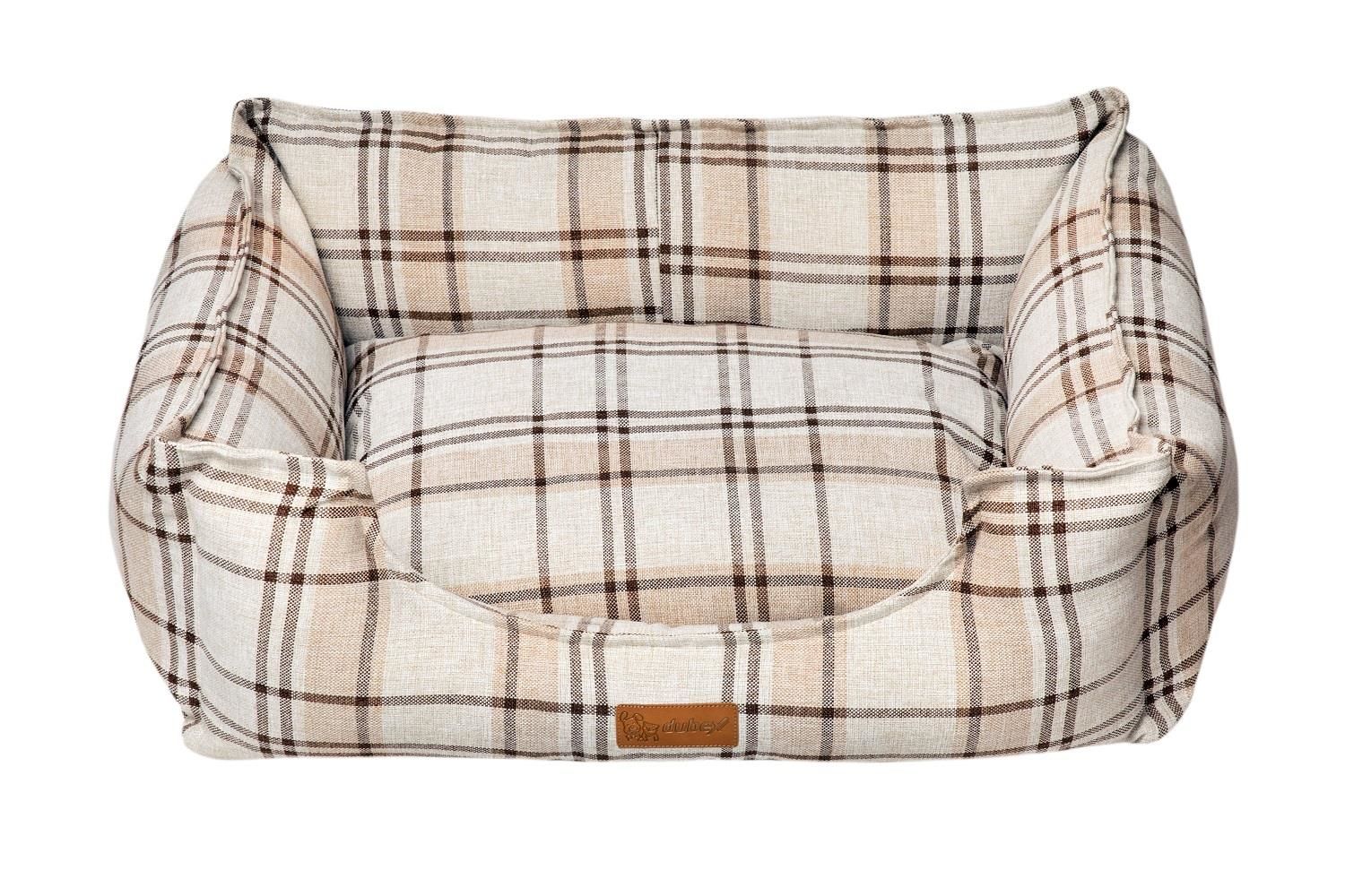 Dubex Premium Tartan Kedi Köpek Yatağı Bej Small 60x50x19 cm