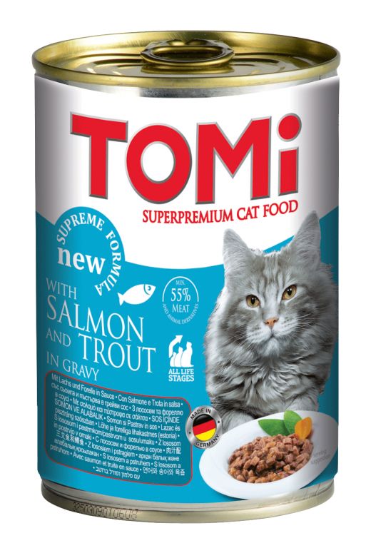 Tomi Somon Ve Alabalıklı Yetişkin Kedi Konserve 400 GR (24 Adet)