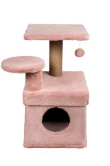 Dubex 65x51x72 cm Kedi Oyun Evi ve Tırmalama Platformu Pembe