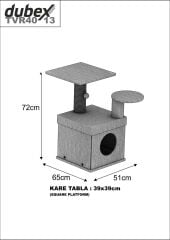 Dubex 65x51x72 cm Kedi Oyun Evi ve Tırmalama Platformu Tarçın