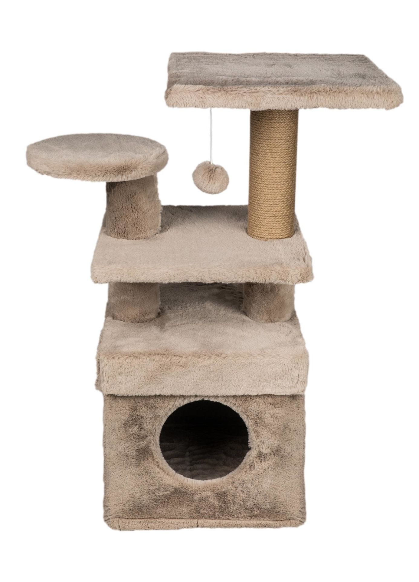 Dubex 65x39x85 cm Kedi Oyun Evi ve Tırmalama Platformu Bej