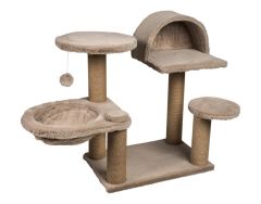 Dubex 65x108x75 cm Kedi Oyun Evi ve Tırmalama Platformu Bej