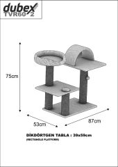 Dubex 53x87x75 cm Kedi Oyun Evi ve Tırmalama Platformu Bej