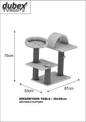 Dubex 53x87x75 cm Kedi Oyun Evi ve Tırmalama Platformu Beyaz