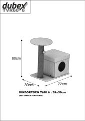 Dubex 39x72x80 cm Kedi Oyun Evi ve Tırmalama Platformu Bej