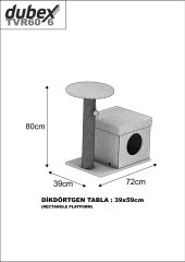 Dubex 39x72x80 cm Kedi Oyun Evi ve Tırmalama Platformu Gri