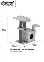 Dubex 65x86x87 cm Kedi Oyun Evi ve Tırmalama Platformu Beyaz