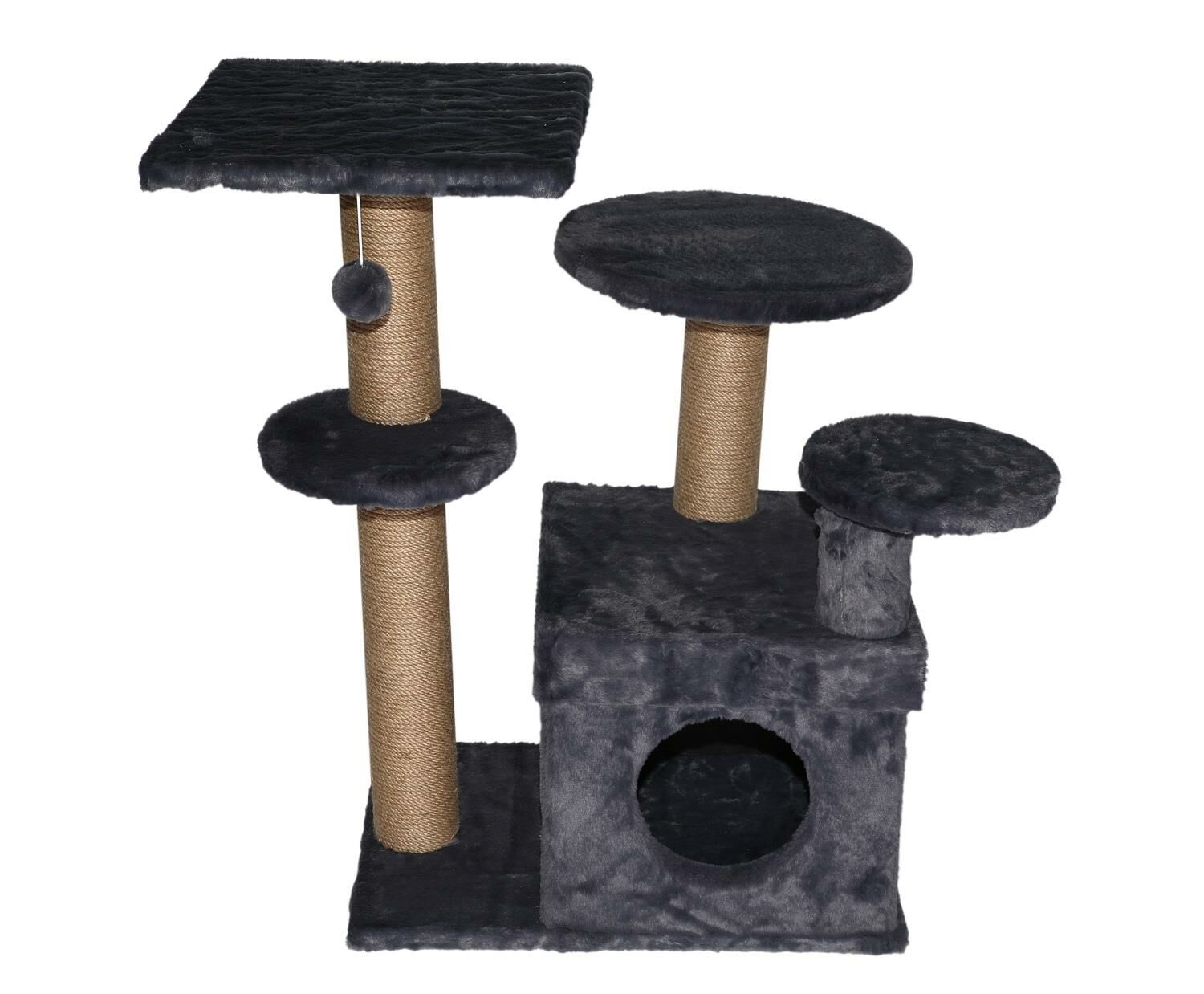 Dubex 65x86x87 cm Kedi Oyun Evi ve Tırmalama Platformu Gri