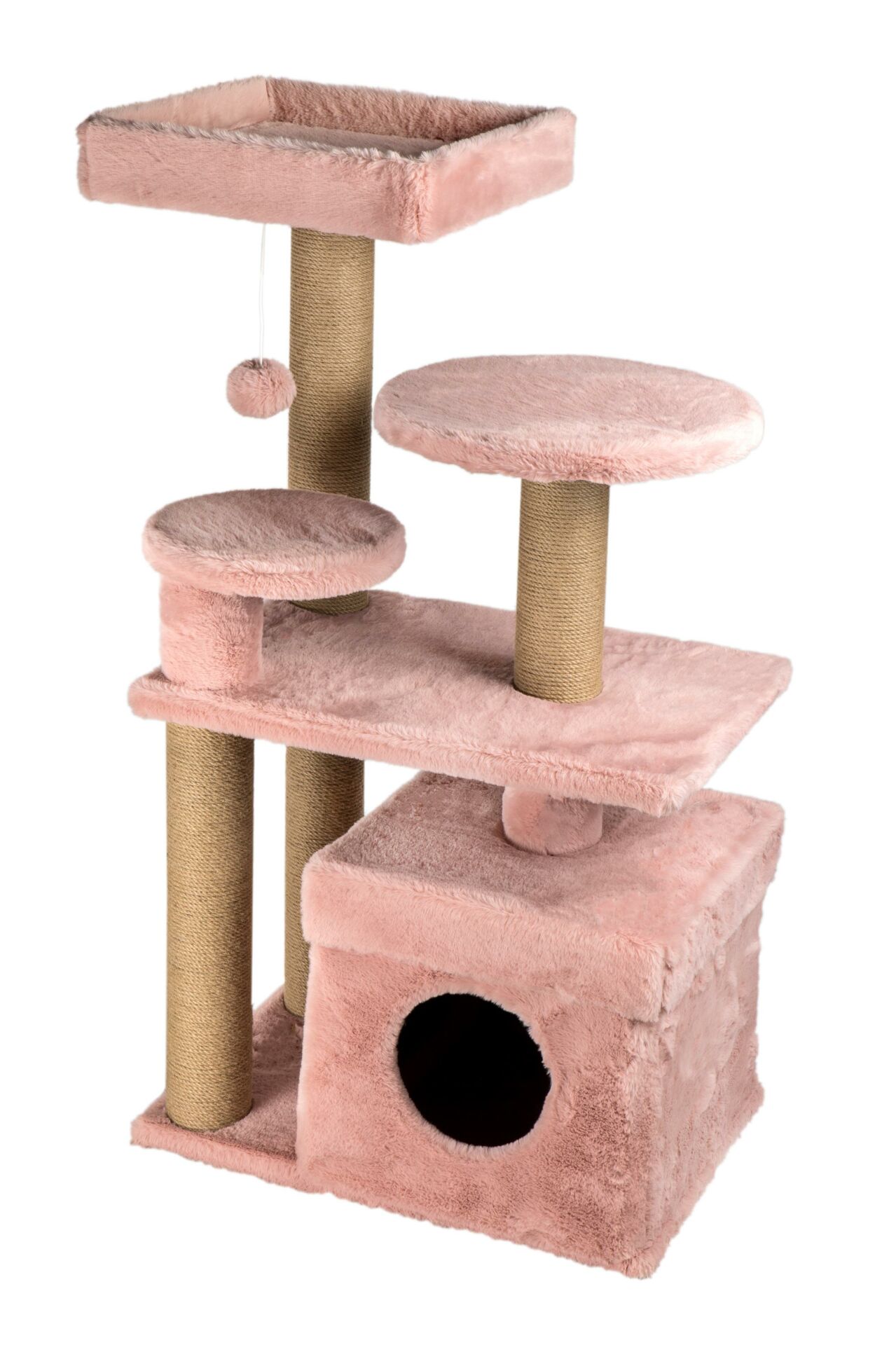 Dubex 65x73x111 cm Kedi Oyun Evi ve Tırmalama Platformu Pembe