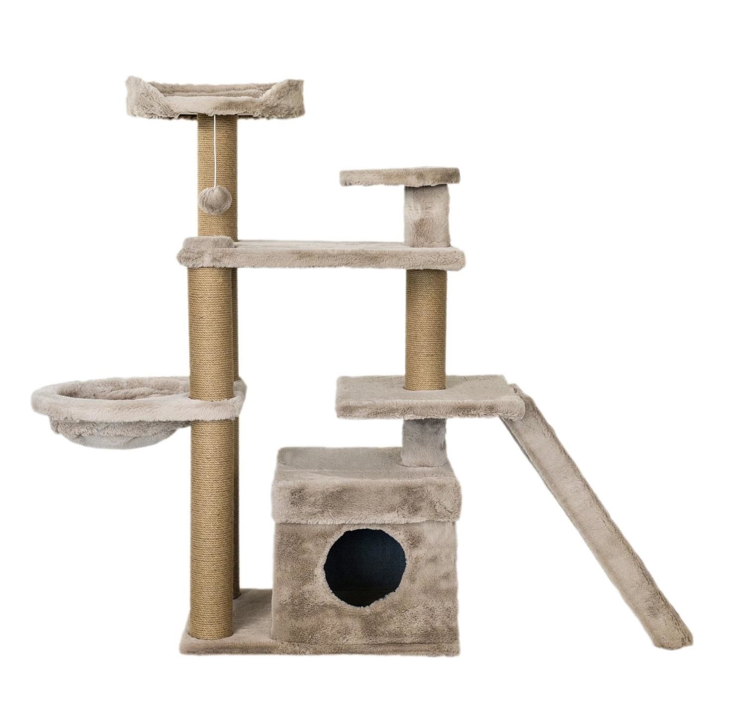 Dubex 55x160x124 cm Kedi Oyun Evi ve Tırmalama Platformu Bej