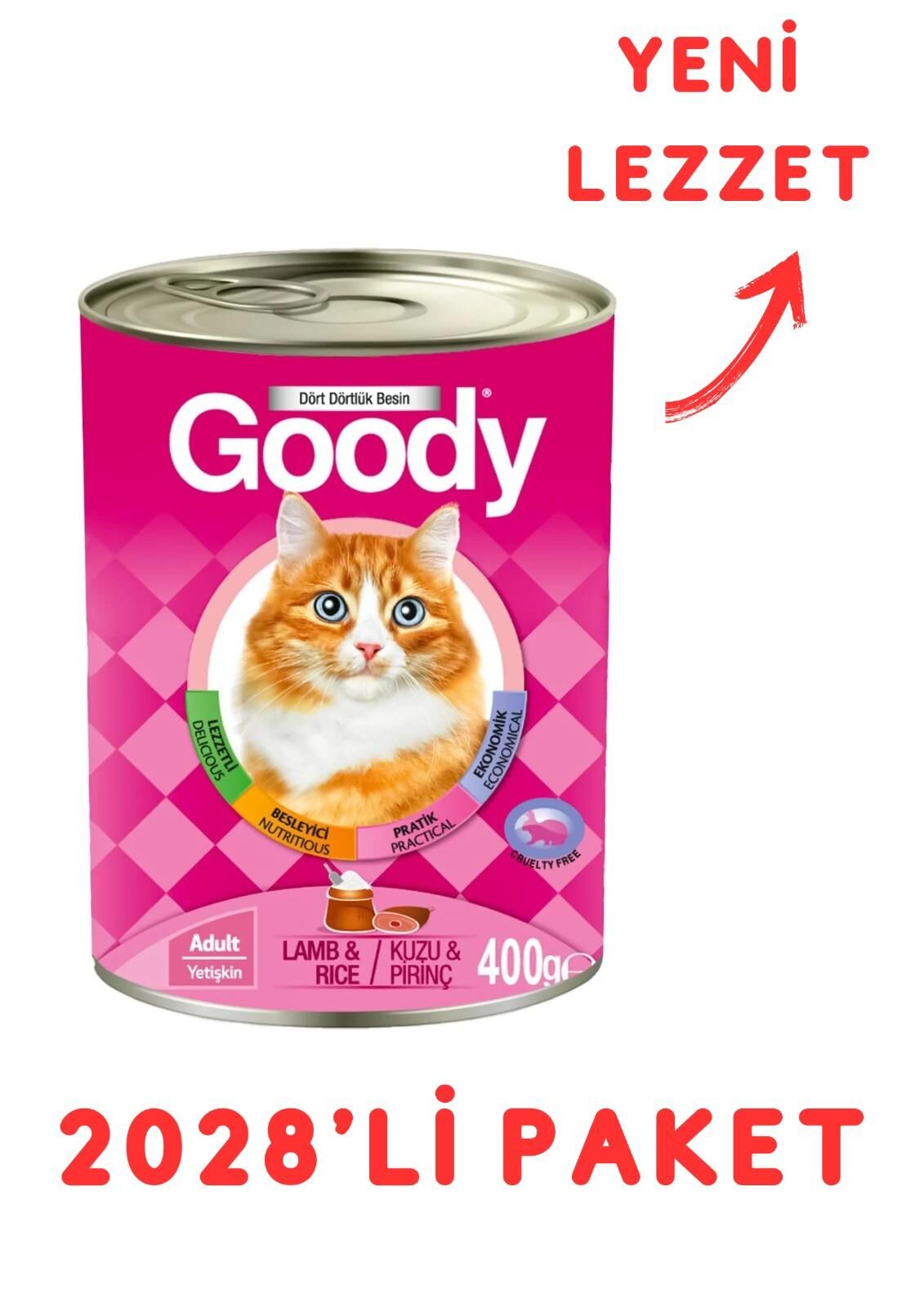 Goody Kuzu Pirinçli Yetişkin Kedi Konservesi 400 Gr - 2028'Li Paket (1 PALET)