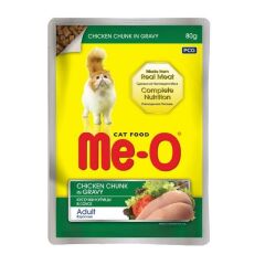 Me-O Tavuk Etli Soslu ve Parça Etli Yetişkin Kedi Konservesi 80 Gr