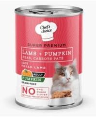 Chefs Choice Kuzu Etli ve Bal Kabaklı Tahılsız Ezme Yetişkin Kedi Konservesi 400 Gr