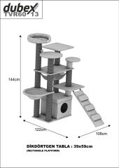Dubex 122x108x144 cm Kedi Oyun Evi ve Tırmalama Platformu Bej