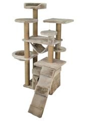 Dubex 122x108x144 cm Kedi Oyun Evi ve Tırmalama Platformu Bej