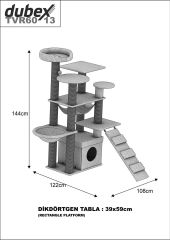 Dubex 122x108x144 cm Kedi Oyun Evi ve Tırmalama Platformu Pembe