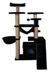 Dubex 122x108x144 cm Kedi Oyun Evi ve Tırmalama Platformu Siyah
