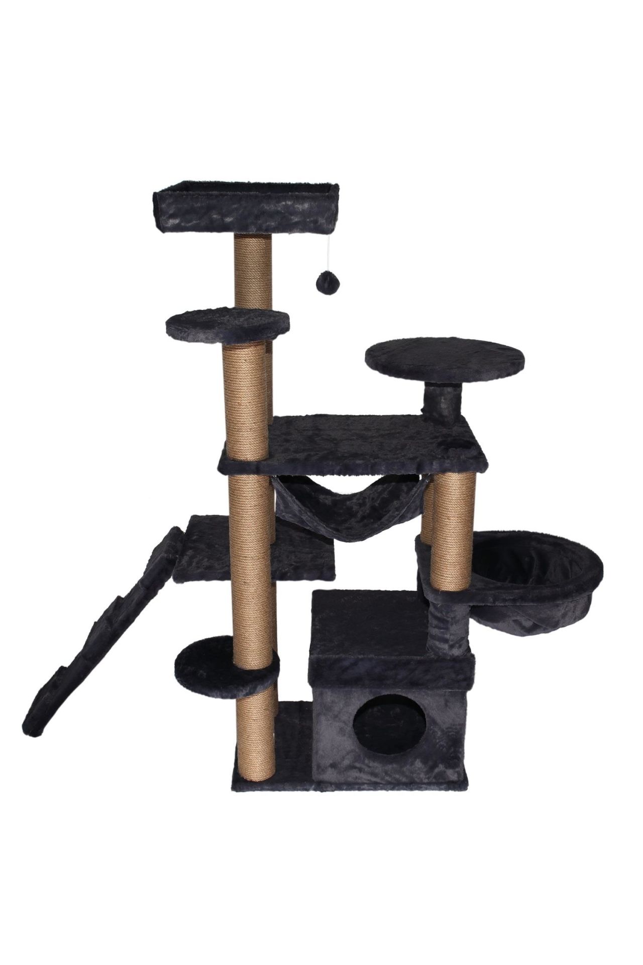 Dubex 55x160x124 cm Kedi Oyun Evi ve Tırmalama Platformu Gri