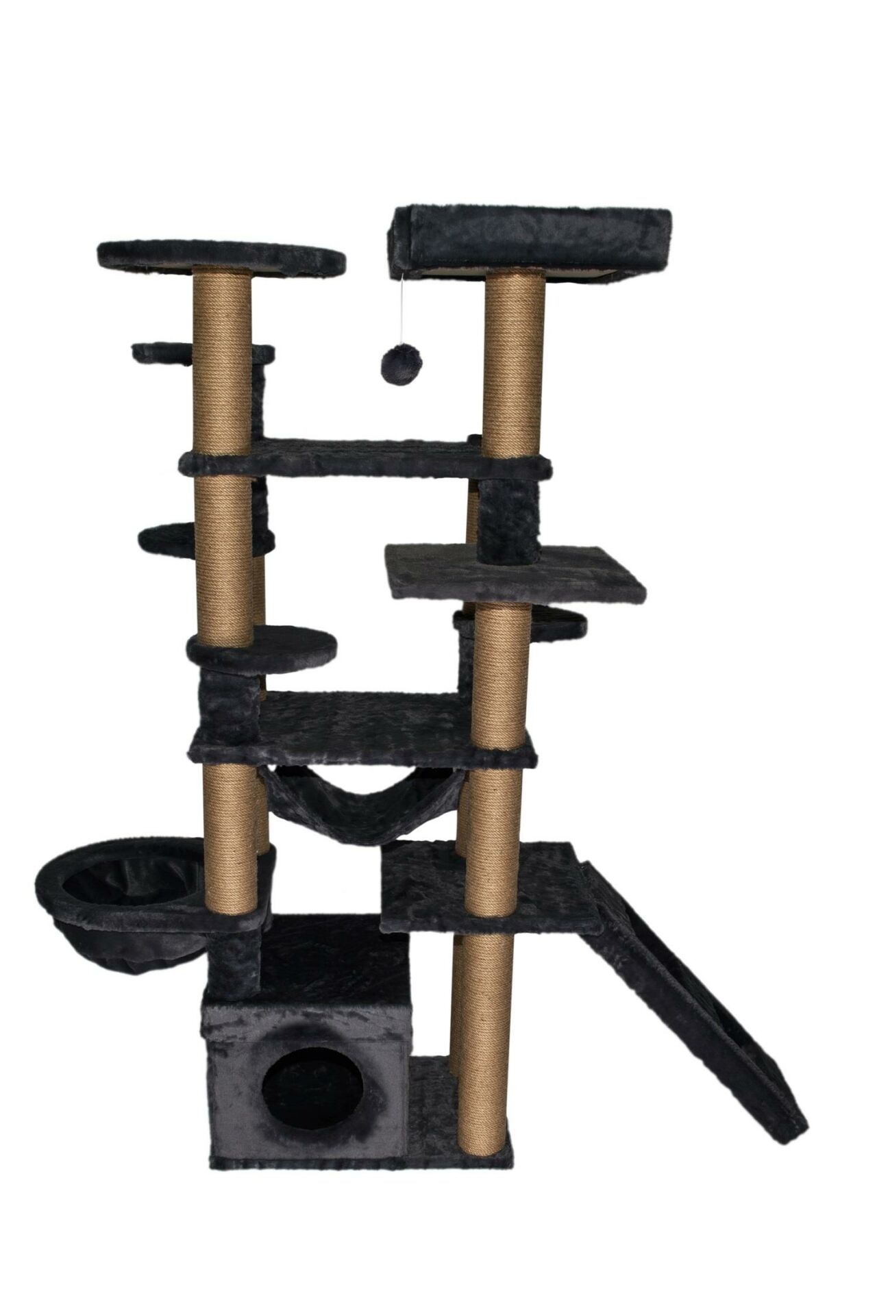 Dubex 55x160x173 cm Kedi Oyun Evi ve Tırmalama Platformu Gri