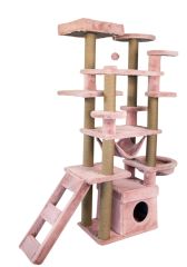 Dubex 55x160x173 cm Kedi Oyun Evi ve Tırmalama Platformu Pembe