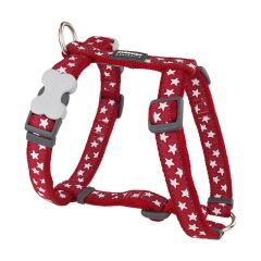 Reddingo Yıldız Desenli Köpek Göğüs Tasması Kırmızı - 12 mm (Xs)