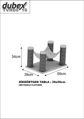 Dubex 39x59x34 cm Kedi Hamağı ve Tırmalama Platformu Tarçın