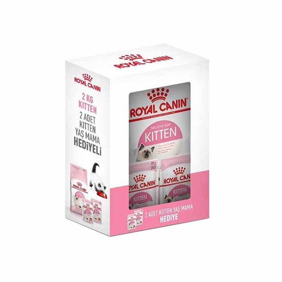 Royal Canin Kitten Yavru Kedi Maması 2 Kg   2 Adet Royal Canin Kitten Yaş Mama Hediyeli