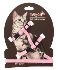PetTagArt Ayarlanabilir Kedi Göğüs Tasma Seti Pembe 10 mm 110 cm
