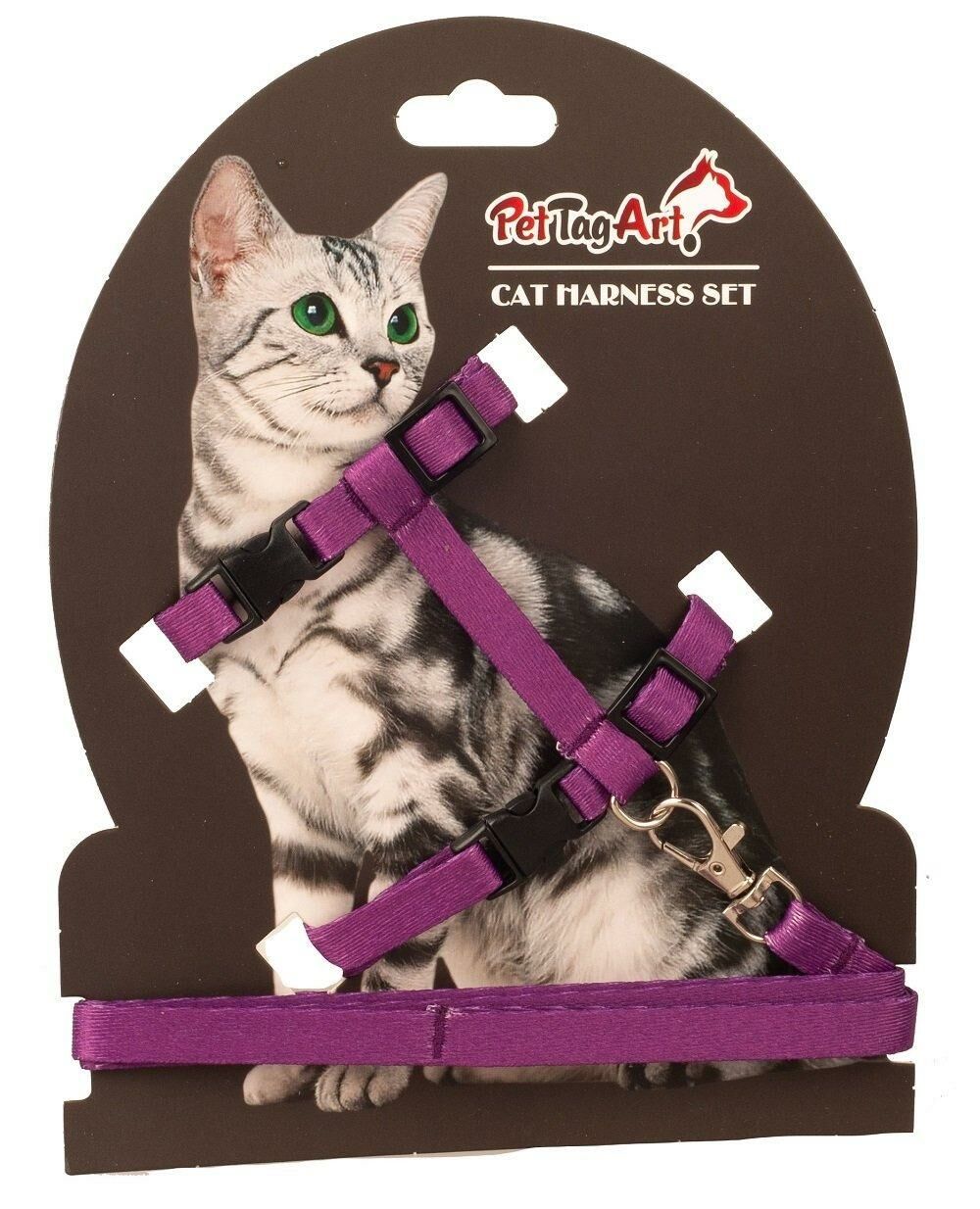 PetTagArt Ayarlanabilir Kedi Göğüs Tasma Seti Mor 10 mm 110 cm