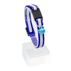 PetTagArt Güvenlik Kilitli Reflektörlü Ayarlanabilir Lacivert Kedi Boyun Tasması 22-30 cm