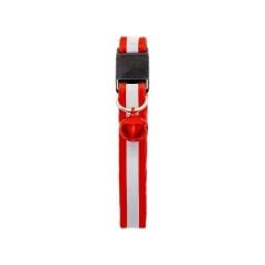 PetTagArt Güvenlik Kilitli Reflektörlü Ayarlanabilir Kırmızı Kedi Boyun Tasması 22-30 cm
