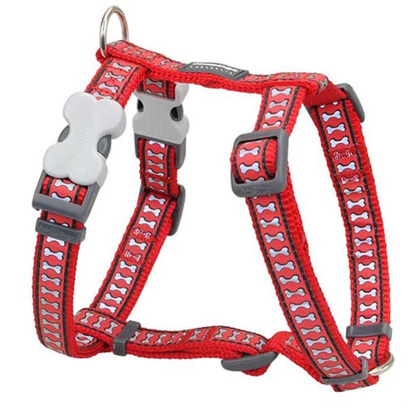 Reddingo Reflektörlü Kemik Desenli Göğüs Tasması Kırmızı - 12 mm (Xs)