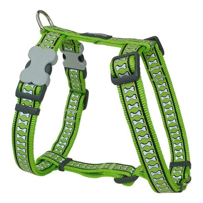 Reddingo Reflektörlü Kemik Desenli Göğüs Tasması 12 mm (Xs) - Lime