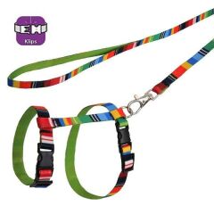 PetTagArt Renkli Desenli Ayarlanabilir Kedi Göğüs Tasma Seti 10 mm 110 cm