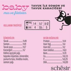 Schesir Tavuk ile Somon ve Tavuk Karaciğeri Yavru Kediler için Tam ve Dengeli Mama 3 x 55 Gr