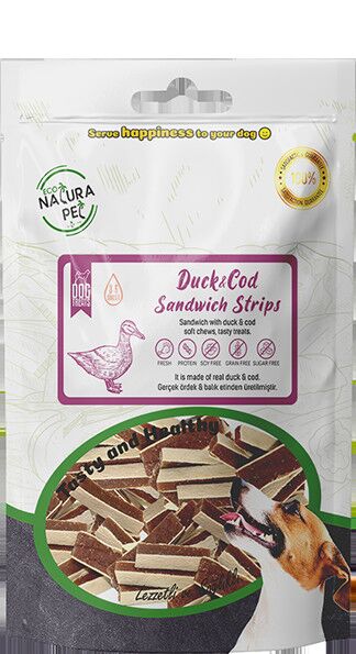 Eco Natura Pet Duck_Cod Sandwich Ördekli Sandviç Köpek Ödülü 100Gr