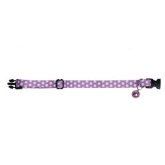 PetTagArt Güvenlik Klitli  Ayarlanabilir Puantiyeli  Zilli Kedi Boyun Tasması 22-30 cm Lila