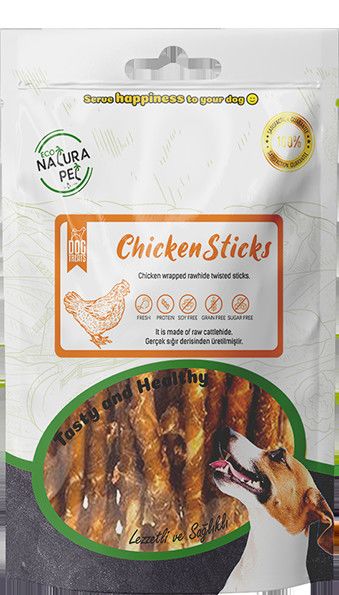 Eco Natura Pet Chicken Sticks - Tavuk Sargılı Kemik Köpek Ödülü 90 Gr