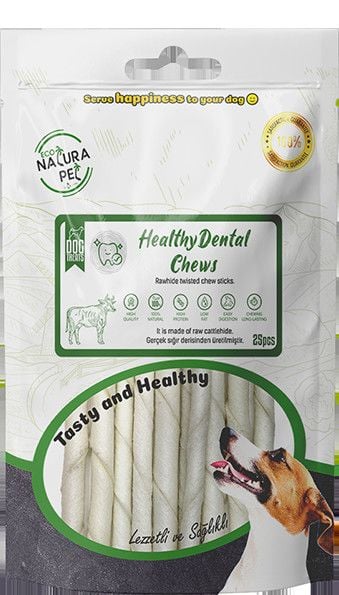 Eco Natura Pet Healty Dental Chews Beyaz Burgu Kemik 13Cm 25Li 150Gr