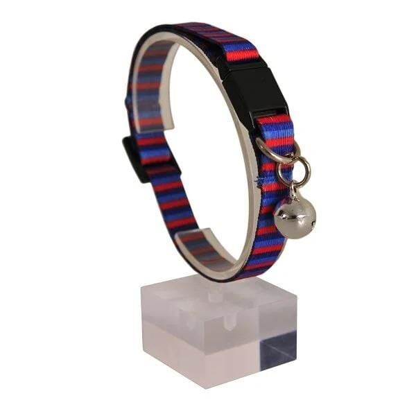 PetTagArt Güvenlik Kilitli Ayarlanabilir Çizgili Desenli  Yumuşak Doku Kedi Boyun Tasması 22-30 cm