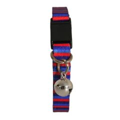 PetTagArt Güvenlik Kilitli Ayarlanabilir Çizgili Desenli  Yumuşak Doku Kedi Boyun Tasması 22-30 cm