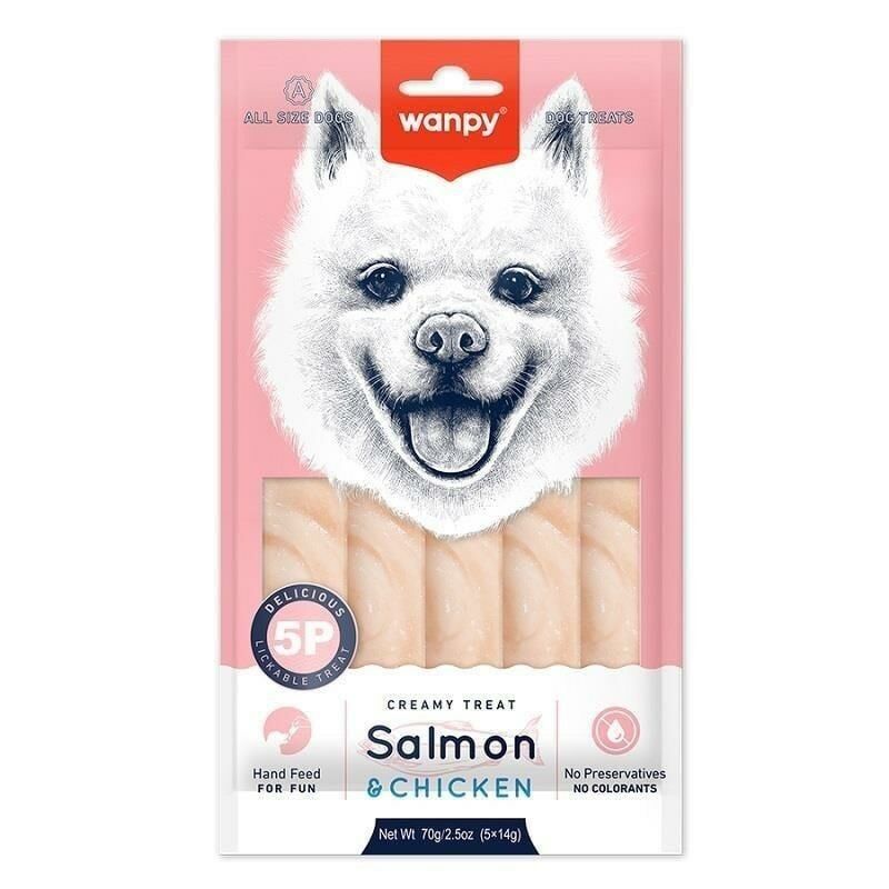 Wanpy Somonlu ve Tavuklu Sıvı Köpek Ödülü 5x14 Gr