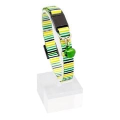 PetTagArt Güvenlik Kilitli Ayarlanabilir Sarı Yeşil Yumuşak Doku Kedi Boyun Tasması 22-30 cm