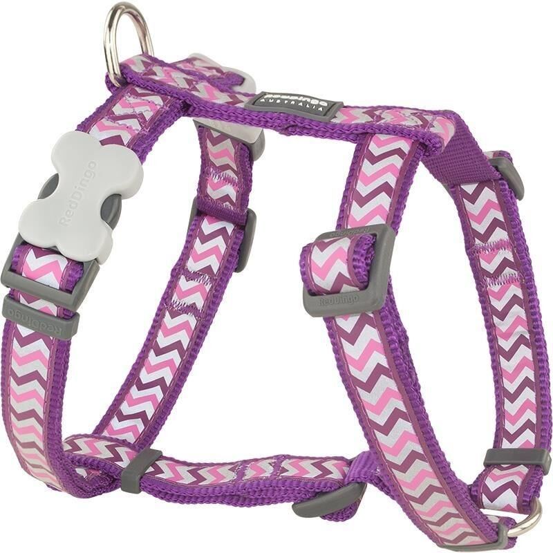Reddingo Reflektörlü Ziggy Desenli Göğüs Tasması Mor - 25 mm (L)