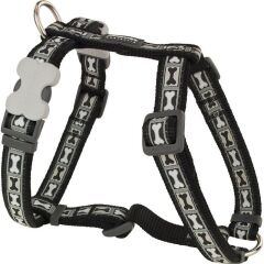 Reddingo Bone Yard Desenli Köpek Göğüs Tasması Siyah - 15 mm (S)
